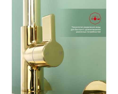 Душевая система Raglo R50.24.23 для ванны и душа излив поворотный 15 см, золото