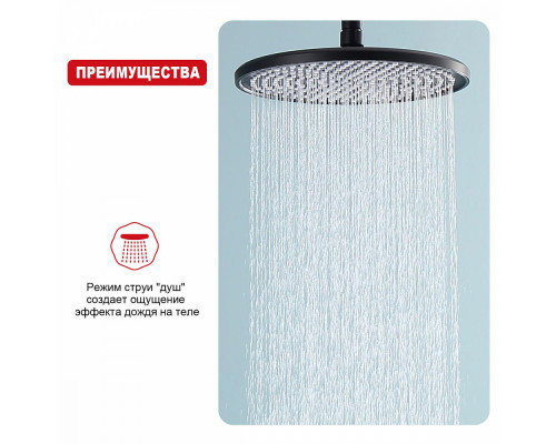 Лейка душевая верхняя Raglo R451.50.06 тропический душ ∅250мм пластик/силикон, черный