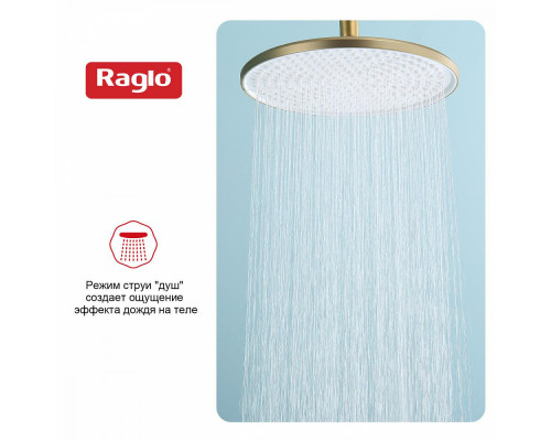 Лейка душевая верхняя Raglo R451.50.03 тропический душ ∅250мм пластик/силикон, Сатин золотой