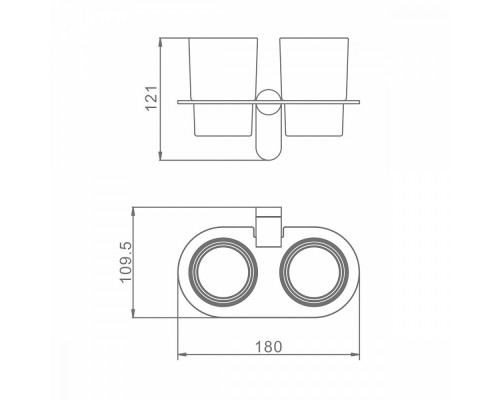 Стакан для зубных щеток с держателем Raglo R300.08.06 двойной,черный