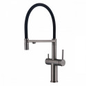 Смеситель Raglo R20.63.09 для кухни с подключением к фильтру съёмный гибкий излив с магнитным фиксатором, графит