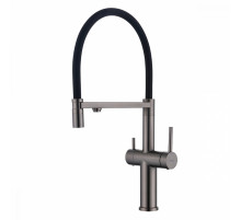Смеситель Raglo R20.63.09 для кухни с подключением к фильтру съёмный гибкий излив с магнитным фиксатором, графит