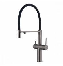 Смеситель Raglo R20.63.09 для кухни с подключением к фильтру съёмный гибкий излив с магнитным фиксатором, графит