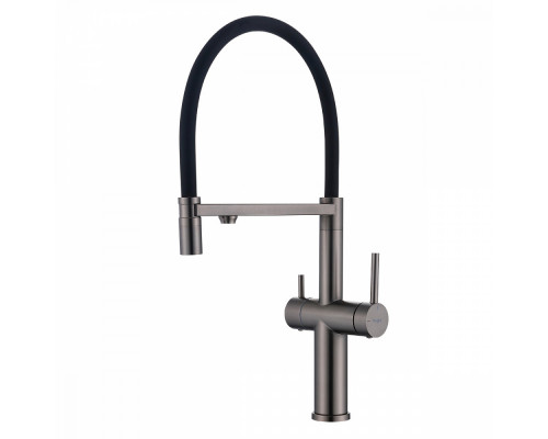 Смеситель Raglo R20.63.09 для кухни с подключением к фильтру съёмный гибкий излив с магнитным фиксатором, графит