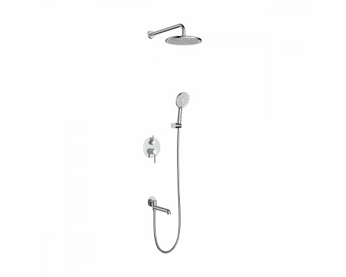 Душевая система Raglo R20.27 для ванны и душа встраиваемая на 3 режима излив поворотный 20 см, хром