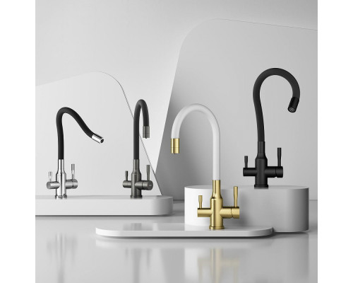 Смеситель Raglo R81.64.06 для кухни с подключением к фильтру излив гибкий поворотный, черный
