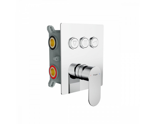 Смеситель Raglo R50.273 для ванны и душа встраиваемый на 3 режима (кнопочное управление), хром