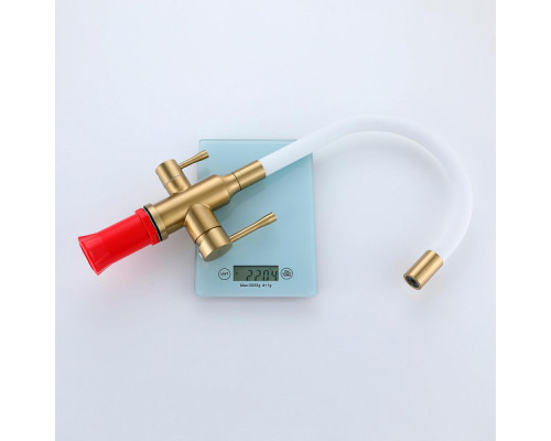 Смеситель Raglo R81.64.03 для кухни с подключением к фильтру излив гибкий поворотный, сатин золотой