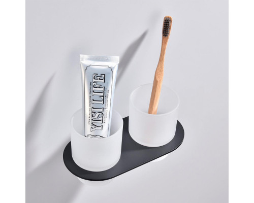 Стакан для зубных щеток с держателем Raglo R300.08.06 двойной,черный