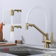 Смеситель Raglo R80.62.03 для кухни с подключением к фильтру съёмный гибкий излив с магнитным фиксатором, сатин золотой