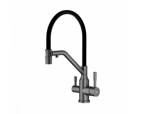 Смеситель Raglo R81.62.09 для кухни с подключением к фильтру съёмный гибкий излив с магнитным фиксатором, графит