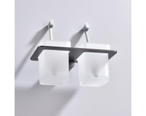 Стакан для зубных щеток с держателем Raglo R301.08.09 двойной,графит