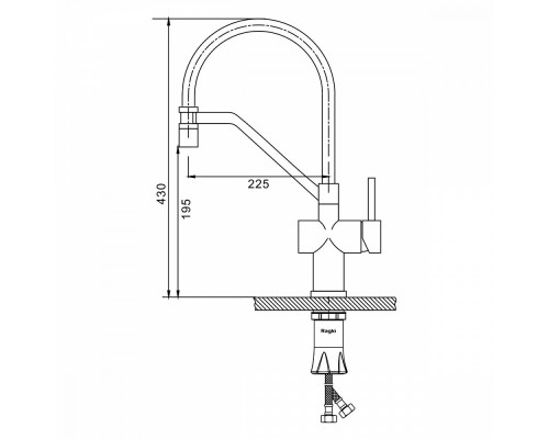 Смеситель Raglo R86.41.06 для кухни съёмный гибкий излив с магнитным фиксатором, черный