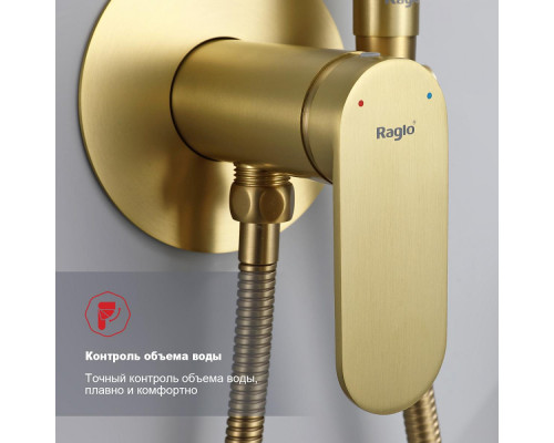 Смеситель Raglo R10.52.03 с гигиеническим душем встраиваемый , сатин золотой