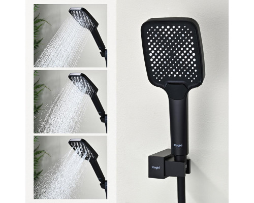 Смеситель Raglo R01.30.06 для ванны и душа настенный излив поворотный 15 см, черный