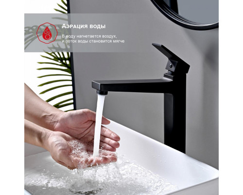 Смеситель Raglo R30.15.06 для раковины высокий монолитный, черный