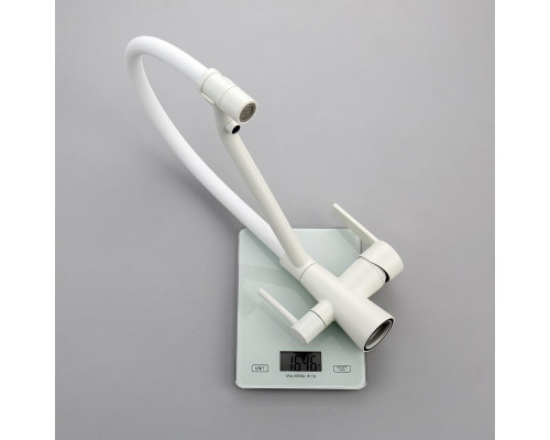 Смеситель Raglo R80.62.08 для кухни с подключением к фильтру съёмный гибкий излив с магнитным фиксатором, белый