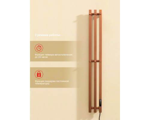 Полотенцесушитель электрический RAGLO R350.17.33 настенный сенсорный узкий с терморегулятором , матовая медь