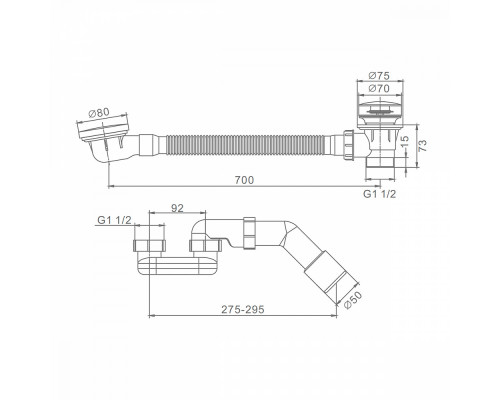 Слив-перелив для ванны Raglo R600.31.33 автоматический (клик-клак), латунь/пластик, матовая медь