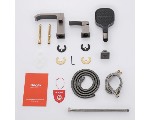 Смеситель Raglo R02.31.09 на борт ванны врезной монолитный, графит