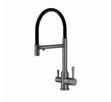Смеситель Raglo R81.63.09 для кухни с подключением к фильтру съёмный гибкий излив с магнитным фиксатором, графит