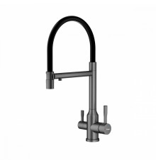 Смеситель Raglo R81.63.09 для кухни с подключением к фильтру съёмный гибкий излив с магнитным фиксатором, графит