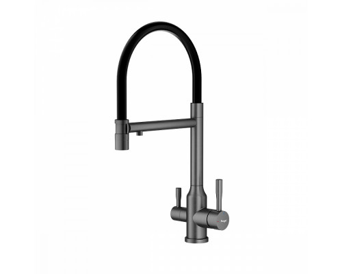 Смеситель Raglo R81.63.09 для кухни с подключением к фильтру съёмный гибкий излив с магнитным фиксатором, графит