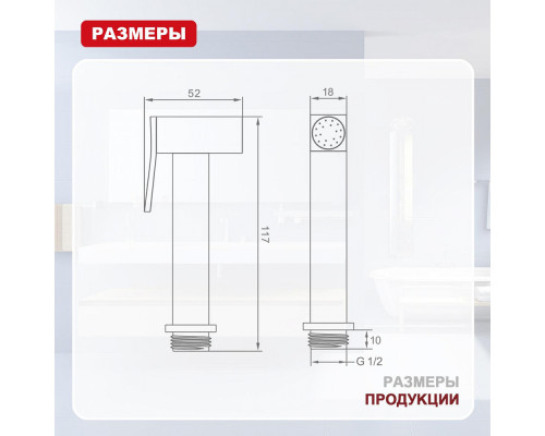 Лейка для гигиенического душа Raglo R460.04 латунь, хром