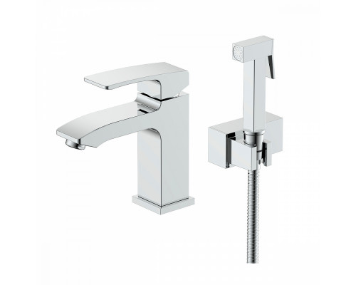 Смеситель Raglo R01.12 для раковины с гигиеническим душем монолитный, хром