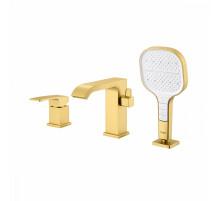 Смеситель Raglo R02.31.03 на борт ванны врезной монолитный, сатин золотой