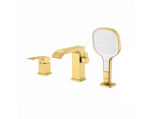 Смеситель Raglo R02.31.03 на борт ванны врезной монолитный, сатин золотой