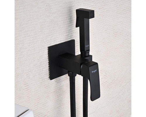 Смеситель Raglo R01.52.06 с гигиеническим душем встраиваемый , черный
