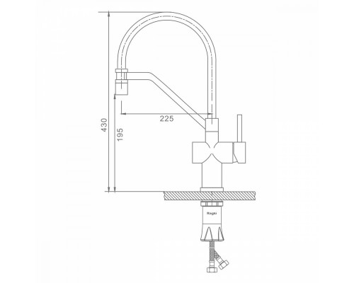 Смеситель Raglo R86.41.05 для кухни съёмный гибкий излив с магнитным фиксатором, сатин