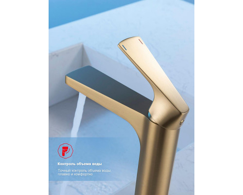 Смеситель Raglo R07.10.03 для раковины монолитный, сатин золотой