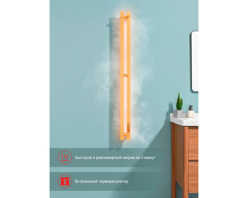 Полотенцесушитель электрический RAGLO R350.12.03 настенный сенсорный узкий с терморегулятором , сатин золотой