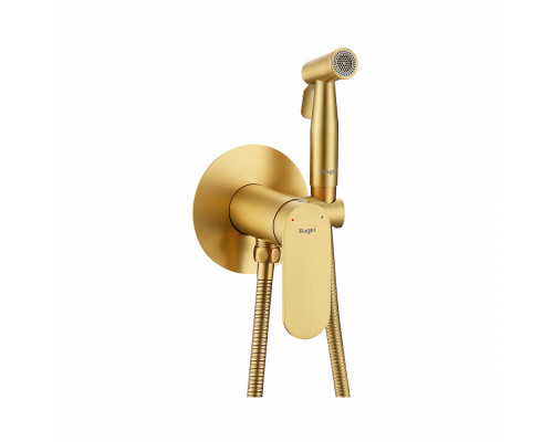 Смеситель Raglo R10.52.03 с гигиеническим душем встраиваемый , сатин золотой