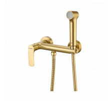 Смеситель Raglo R03.51.03 с гигиеническим душем настенный , сатин золотой