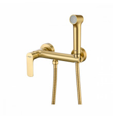 Смеситель Raglo R03.51.03 с гигиеническим душем настенный , сатин золотой