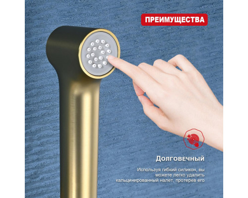 Лейка для гигиенического душа Raglo R460.05.03 с клавишей регулировки воды пластик/силикон, сатинзолотой
