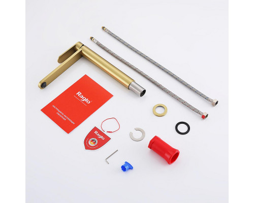 Смеситель Raglo R10.15.03 для раковины высокий монолитный, сатин золотой