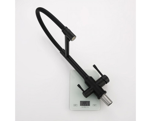 Смеситель Raglo R81.63.06 для кухни с подключением к фильтру съёмный гибкий излив с магнитным фиксатором, черный