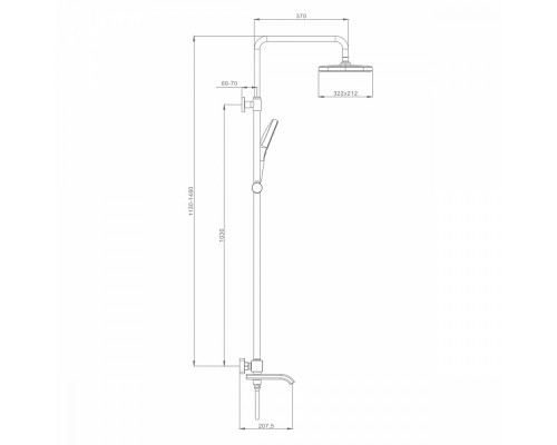 Душевая система Raglo R22.26.09 для ванны и душа с термостатом излив поворотный 15 см, графит