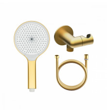 Комплект с лейкой Raglo R476.42.03 для душа душевая лейка 3 режима, шланг 1,5м, держатель лейки с подключением шланга латунь, сатинзолотой