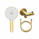 Комплект с лейкой Raglo R476.42.03 для душа душевая лейка 3 режима, шланг 1,5м, держатель лейки с подключением шланга латунь, сатинзолотой