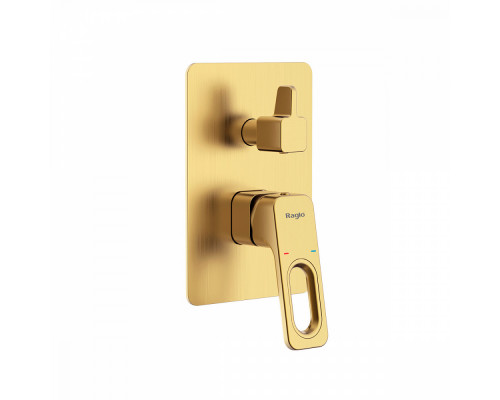 Смеситель Raglo R51.273.03 для ванны и душа встраиваемый на 3 режима, сатин золотой