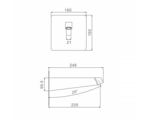 Держатель для лейки Raglo R470.33.03 верхнего душа настенный нержавеющая сталь, сатинзолотой