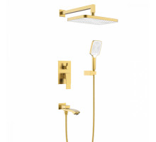 Душевая система Raglo R01.27.03 для ванны и душа встраиваемая на 3 режима излив поворотный 20 см, сатин золотой