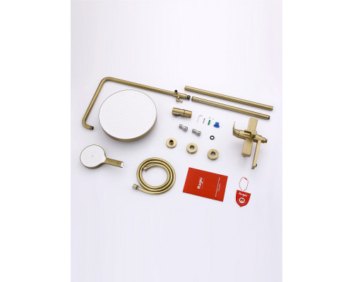 Душевая система Raglo R07.24.03 для ванны и душа излив поворотный 20 см, сатин золотой