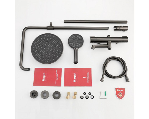 Душевая система Raglo R20.26.09 для ванны и душа с термостатом излив поворотный 15 см, графит