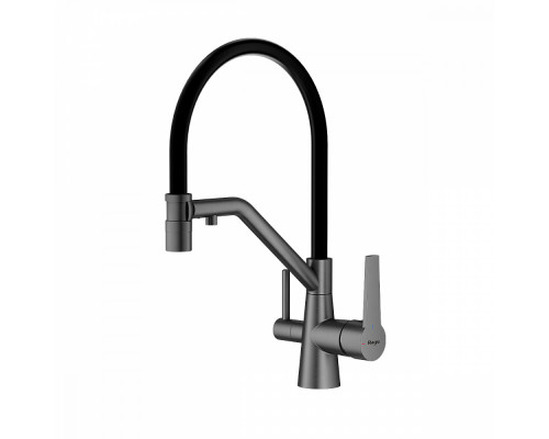Смеситель Raglo R80.62.09 для кухни с подключением к фильтру съёмный гибкий излив с магнитным фиксатором, графит